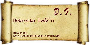 Dobrotka Iván névjegykártya